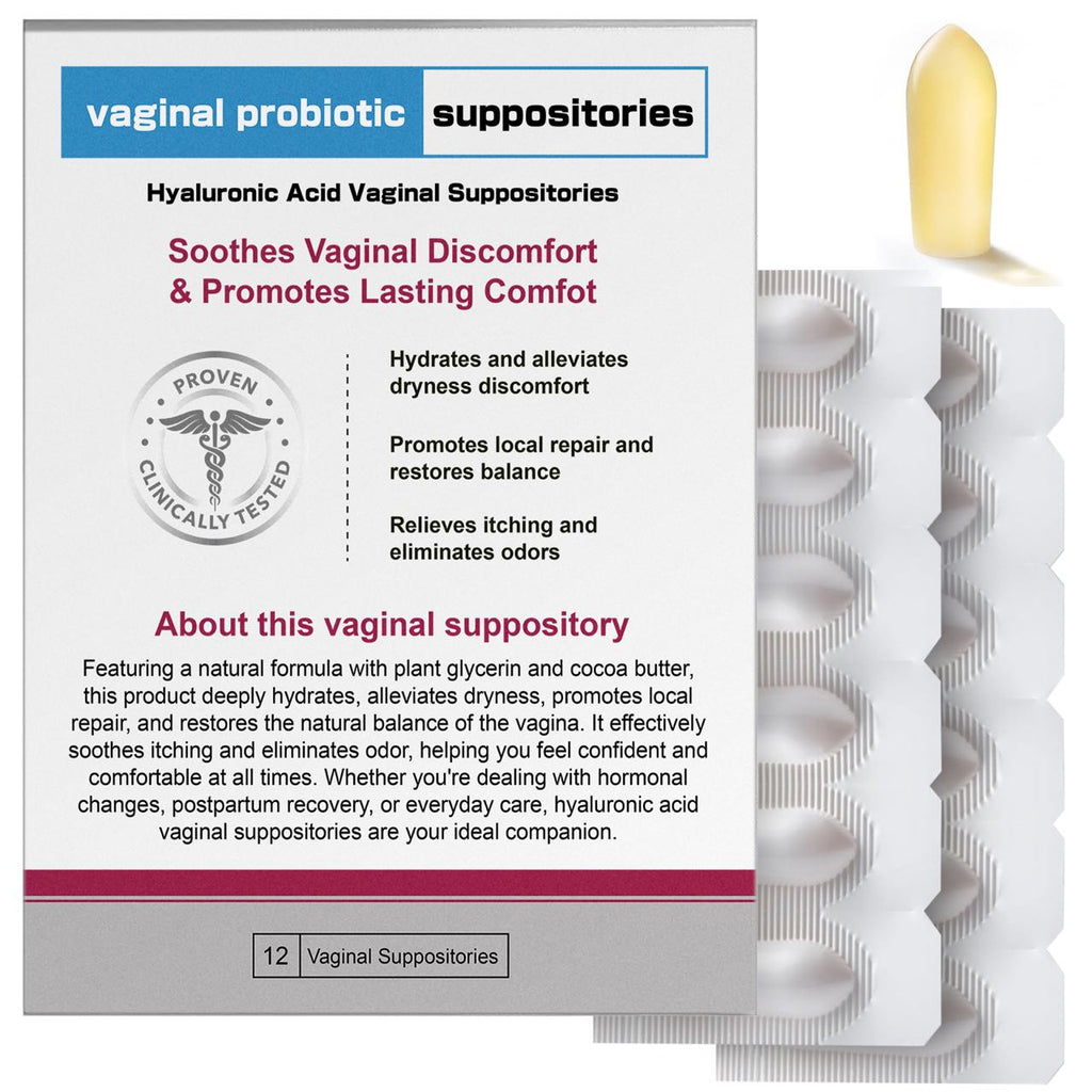 Hyalo GYN Vaginal Moisturizing Suppositories, 12 Inserts, Containing 10 Mg of Hyaluronic Acid, Provides Vaginal Hydration, Relieves Itching and Irritation, Restores Healthy Vaginal Odor